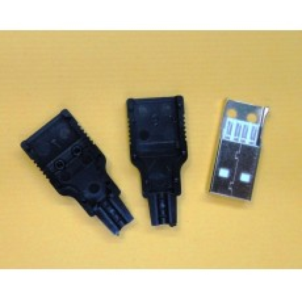 USB公頭 帶朔料殼/三件式 USB接頭 A型4P 充電器電源改裝必備件 USB-0005